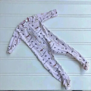 Lullaby Set Baby Christmas Footed Pajamas Size 6M Pima Cotton pink lamb